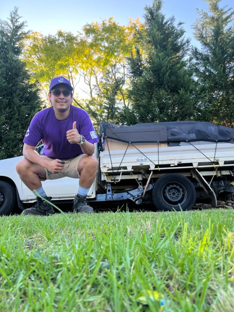 Eduardo Díaz with the Kangaroo Cleanup ute in Sydney